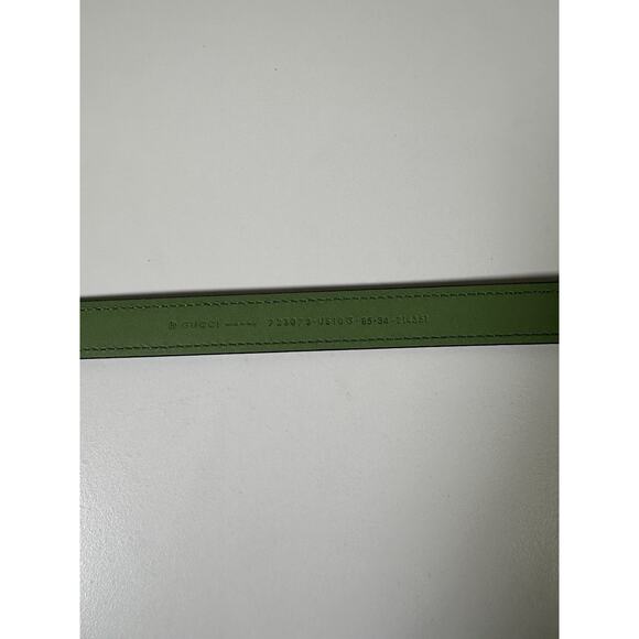 New Auth Gucci Green Leather Blondie Thin Belt IT85 US34 - Picture 4 of 7
